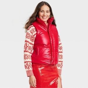 NWT A New Day Bright Red Puffer Vest